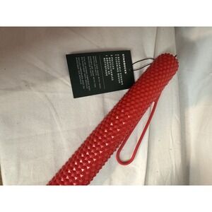 2024 STARBUCKS HOLIDAY‎ RED STUDDED BLING CASE REUSABLESTRAWS & CLEANING BRUSH